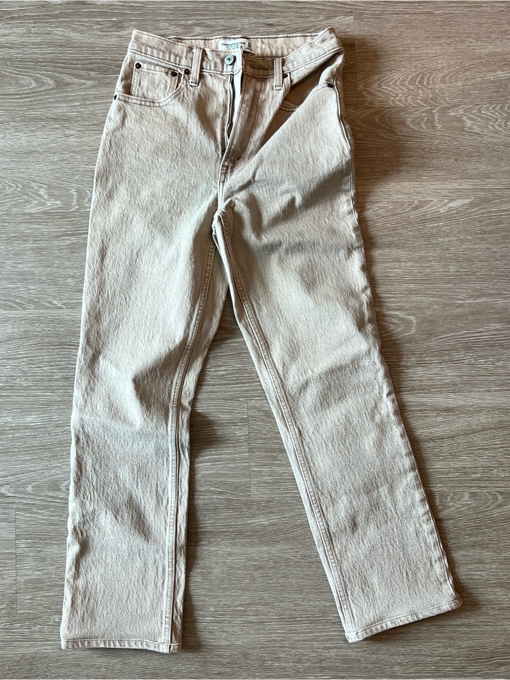 Abercrombie Beige Straight-Leg Jeans
